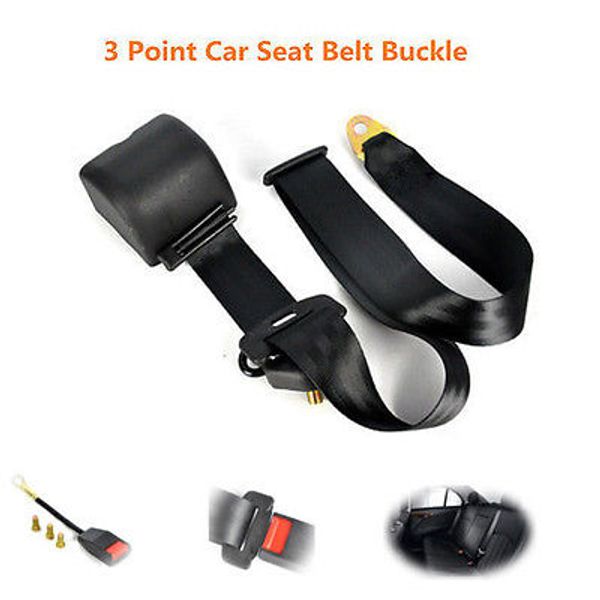 

2018 hi-quality universal retractable 3 point seat auto car seat belt bolt+safe extension buckle extension longer black ing