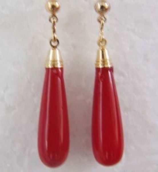 

stylish 18kgp golden red agate dangle earrings, Silver
