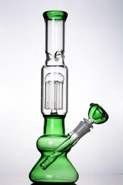 Black Glass Beaker Bong Rig Ice Catch Perc con Arm Tree Perc Glass Bong Shisha Green Water Pipe Diffuse Downstem con giunto 14mm