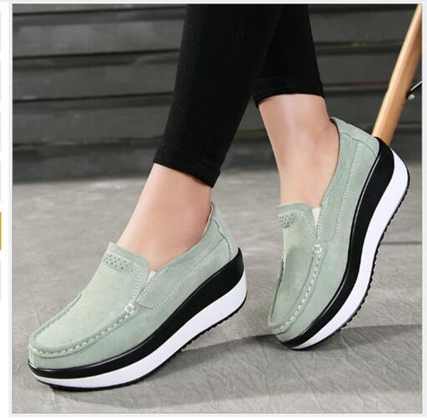 

sping women genuine leather shoes female wholesale flats shoes girl casual comfort low heels flat loafers platform fashion shoes size 35-40, Black