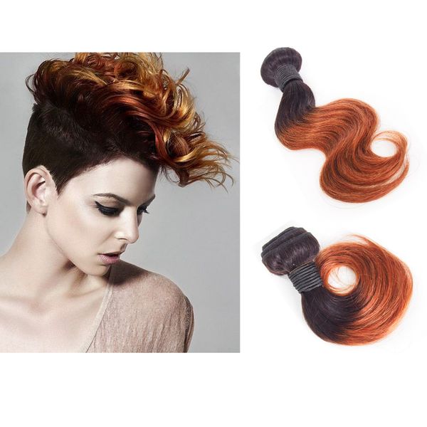 Unprocessed Virgin Human Hair 10inch Hair Ombre Colored Two Tone