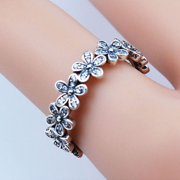 Edell 925sterling Silber kompatibel mit Pandora Schmuckring Daisy Silberringe mit kubischem Zirkonschmuck Großhandel DIY -Geburtstagsgeschenk