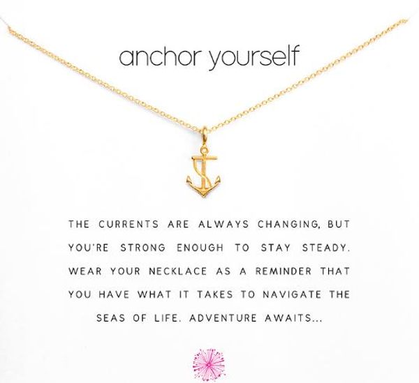 

with card cute necklace with new anchor(anchor yourself), silver and gold color, and