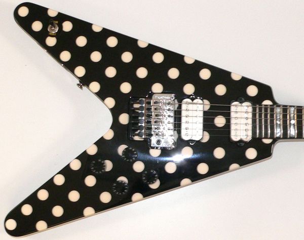 

Редкие Рэнди Роудс горошек Flying V Black White Dot электрическая гитара Floyd Rose Tremolo Blackback Headstock