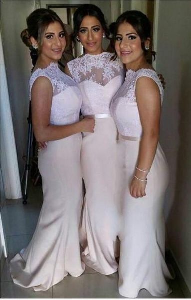 

blush pink african nigerian lace long bridesmaid dresses mermaid party dress prom evening dresses backless jewel custom made, Black