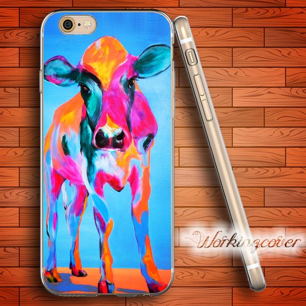 

fundas coloured cow pattern soft clear tpu case for iphone 6 6s 7 plus 5s se 5 5c 4s 4 case silicone cover