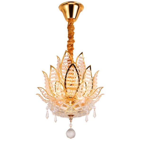 Moderno di lusso cristallo di lusso dorato Lotus Corridoio a sospensione Lampade a sospensione balcone Pendent lampade europee Hallway Hallway Pendant Illuminazione