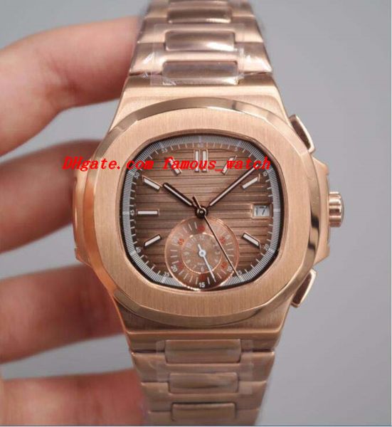 

luxury watches 5980/1a n@utilus stainless steel bracelet rose gold dial automatic fashion brand men's watch wristwatch, Slivery;brown