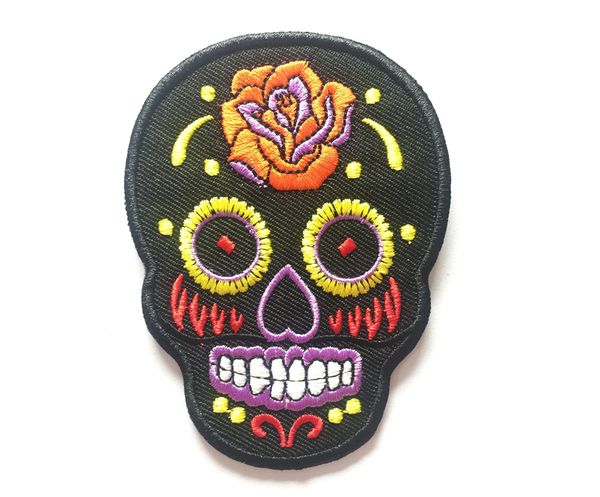 Personalità Tribal Tattoo Zucchero Day Of Dead Skull Ricamo Iron On Sew On Patch Rockabilly Biker Patch FAI DA TE Applique Emblem Ricamato