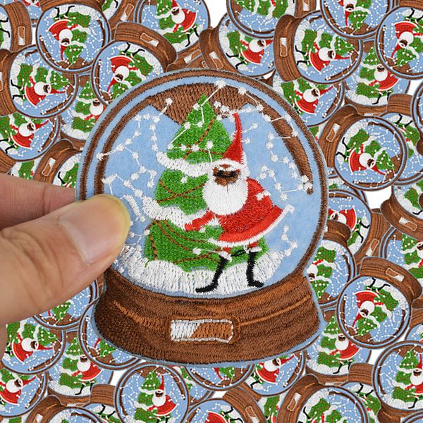

diy christmas crystal ball patches for clothing iron embroidered patch applique iron on shirt jeans socks patches sewing accessories badge, Black