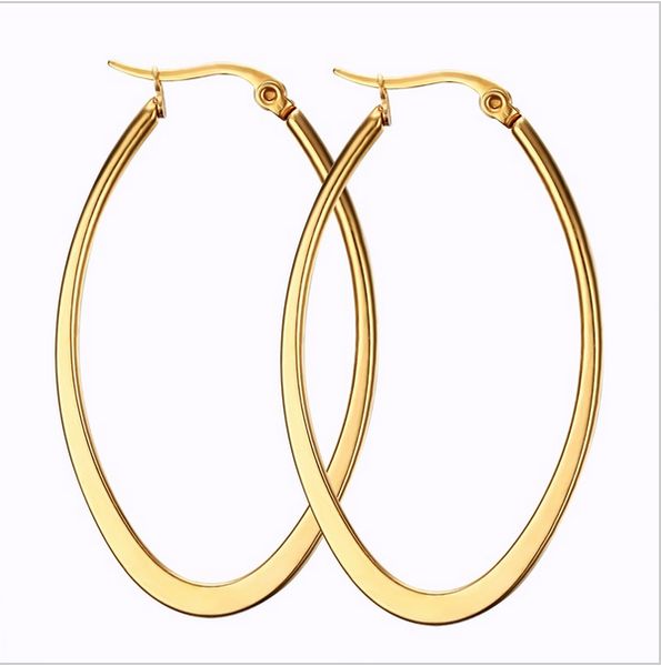 

new fashion hoop stainless steel gold earrings earrings for women jewelry classic large punk lady girls gifts eh-051g, Golden;silver