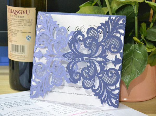 

wholesale- navy blue wedding invitations elegant,laser cut paper party invitation