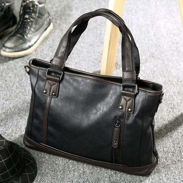 

ruil fashion crossbody bags men briefcase casual leisure soft pu leather shoulder business trend travel handbags