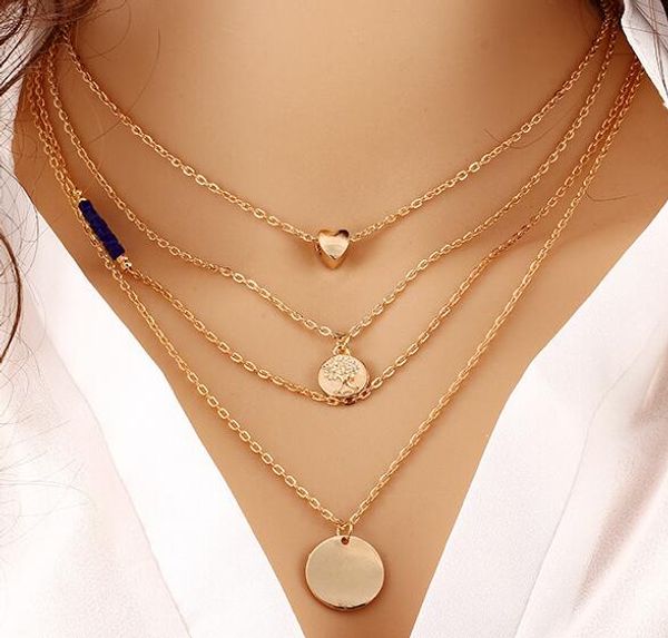 

love gold coins necklace europe and the united states fashion big temperament clavicle chain, Golden;silver