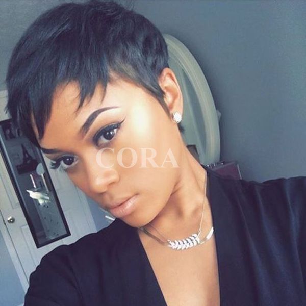 Natural Women Short Wigs Straight Pixie Cut Brazilian Virgin Human