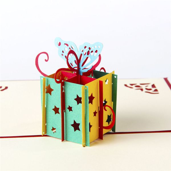 Handmade Kirigami Origami Happy Birthday Gift Box Butterfly 3d Pop Up Card Creative Greeting Gift Cards Greeting Cards Free Online Greeting