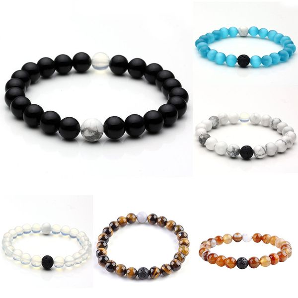 

8mm power energy strands bracelets men women fashion natural rock lava stone yoga beaded charm jewelry, Black