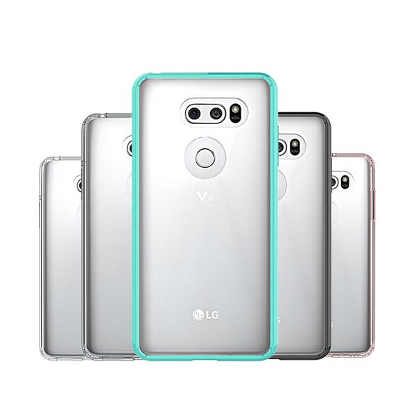 

For LG V30 Case Hybrid Soft TPU Bumper + Clear PC Back Cover Case For LG V30