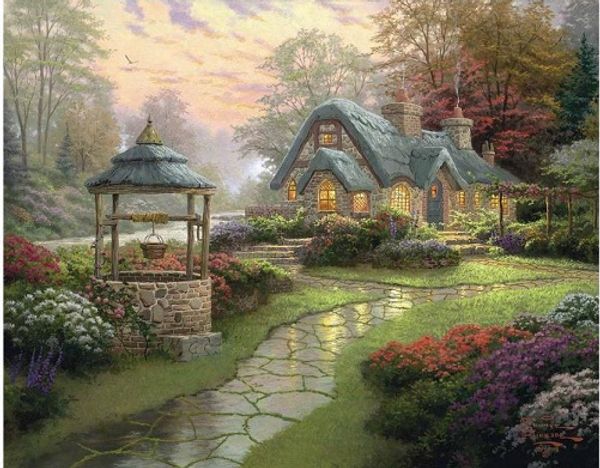 

подставил загадай желание коттедж, высокое качество подлинной ручная роспись томас кинкейд художественная роспись маслом на толстом холсте н