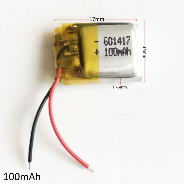 Modelo: 601417 100mAh 3.7V Lithium Polymer LiPo bateria recarregável células de energia para MP3 Mp4 DVD PAD DIY E-books fone de ouvido bluetooth fone de ouvido