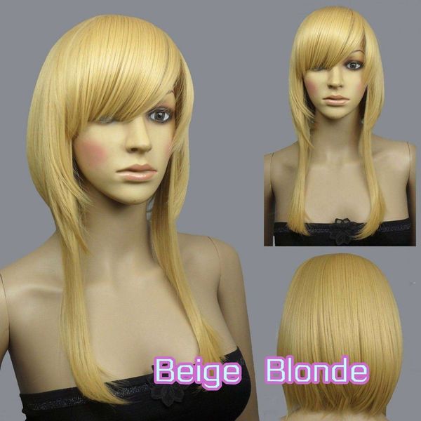 

40cm beige blonde heat styleable layered blunt cut cosplay wigs 73_086, Golden;white