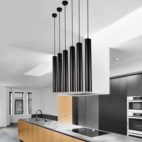 Ed Black Pendant Lamp Lights Kitchen Island Dining Living Room Decoration Cylinder Pipe Light Red Lighting Low