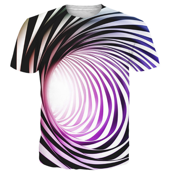 

new fashion summer men/women color stripe vortex harajuku style funny 3d print casual t-shirt s-5xl h150, White;black