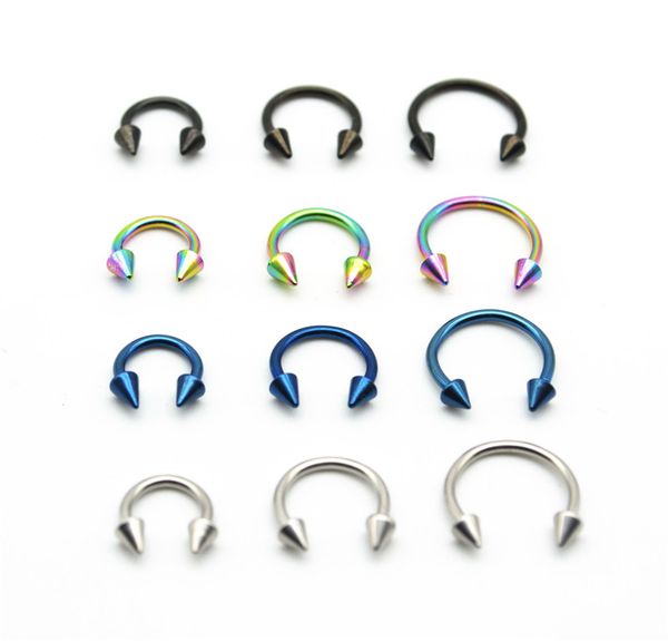 

cone horseshoe 316l surgical steel nostril nose ring circular piercing rings cbr earring16g 6mm 8mm 10mm wholesale body jewelry, Silver