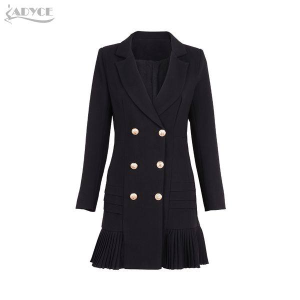 

wholesale- adyce 2017 new women formal double breasted trench black glod button full sleeve skirt style pleated long style women coat, Tan;black