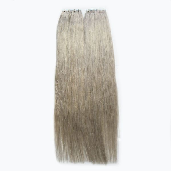 Nastro di colore grigio argento nei capelli Extensio capelli vergini brasiliani 200g 80 pezzi capelli umani su nastro adesivo trama diritta brasiliana