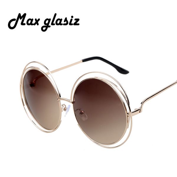 

wholesale-2016 new elegant round wire frame sunglasses women gradient glasses shades oversized eyeglasses oculos de sol, White;black