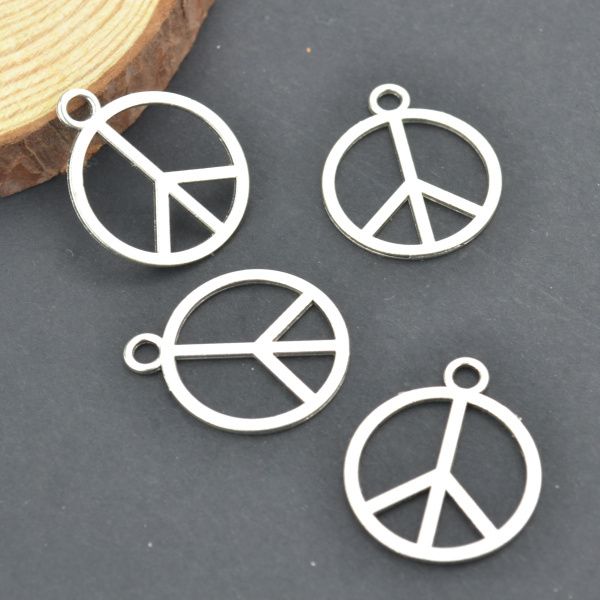 

wholesale- wholesale 100pcs/lots metal tibetan silver charms peace pendants fit diy necklaces and bracelets jewelry making 25*21 3232, Bronze;silver