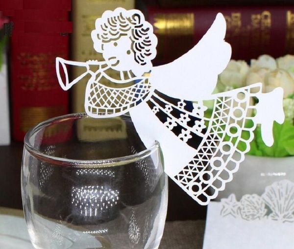 100pcs Hot Hollow Gril Paper Place Card Escort Cup Card Wine Glass Card Paper per Wedding Par Bomboniere