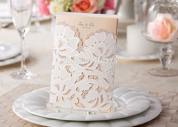 

wholesale- 30pcs floral flower lace wedding party invitation card template invite cards events holiday supplies