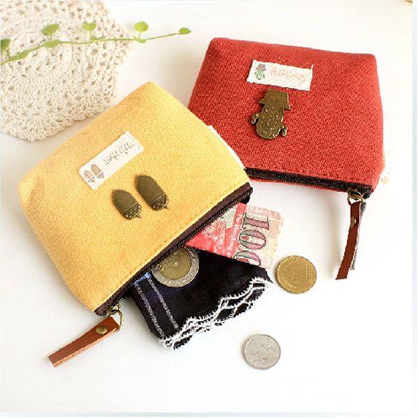 

100pcs dhl 5 designs fashion retro women's canvas bag keychain keys wallet coin purse change pocket holder 0282, Red;black