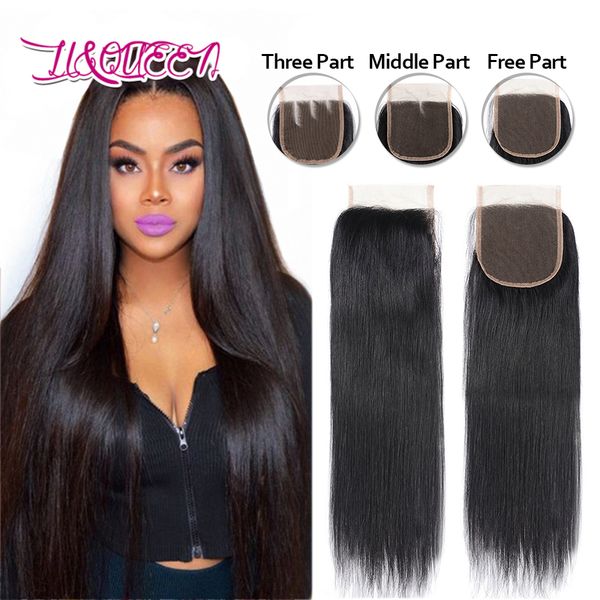 Cheap 4x4 Peruvian Virgin Straight Human Hair Top Lace Closures