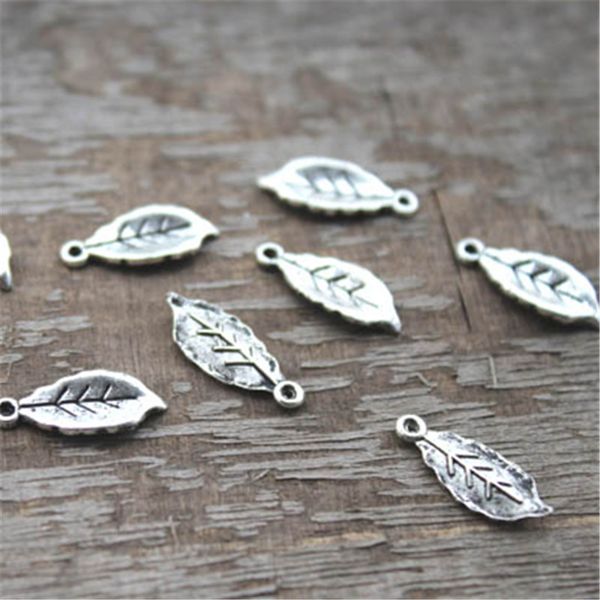 

100pcs mini leaf charms silver tone mini leaf charms pendants 6x16mm