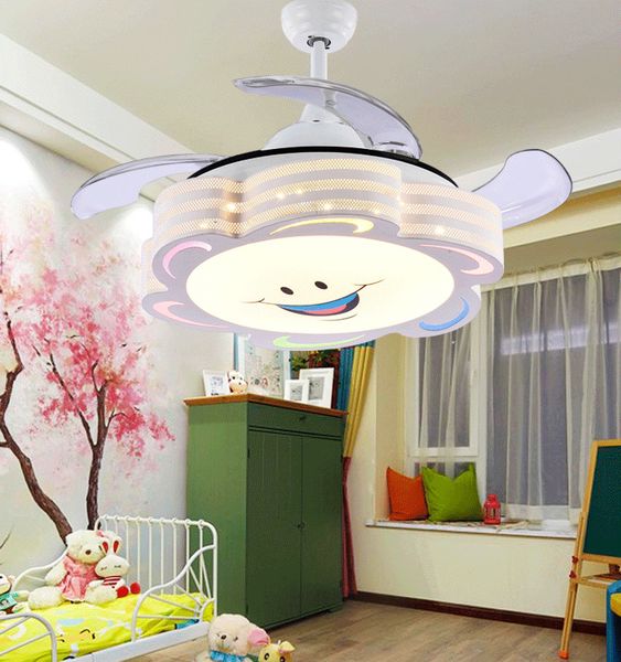 Ceiling Fans Remote Control Modern Retractable Blades Led Ceiling