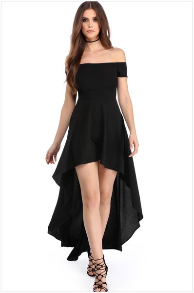 

womens high low hemline off shoulder short sleeve evening party dresses dlm61437, White;black