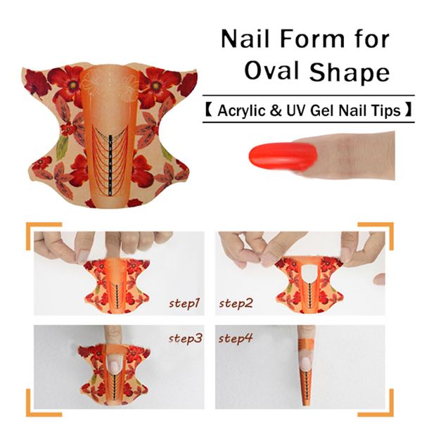 

wholesale- 100pcs 1 roll oval shape adhesive nail form for acrylic uv gel tip nails extension nail art tools nail sticker, Black