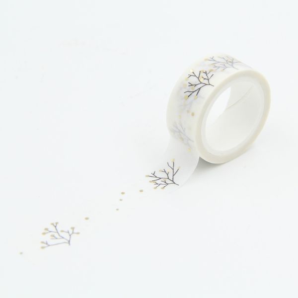 

wholesale- 2016 white gold blocking tree washi paper masking tapes 1.5cm x 5m diy scrapbooking heart stickers gift wrapping sticker