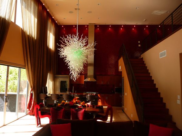 

100% mouth blown wedding decoration chandelier centrepieces chihuly style hanging led crystal ceiling lights on sale