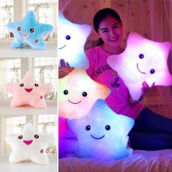

wholesale-plush pillow battery powered 7 flashing led light smile star pillow kids toys birthday gift luminous pillow led light pillow #45