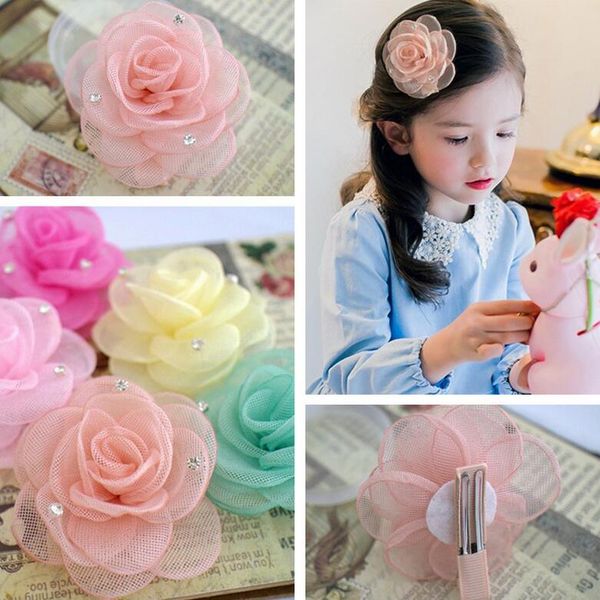 

headdress girl hair ornaments children hair clips jewelry camellia flower hair clips fj140 mix order 60 pieces a lot, Golden;silver