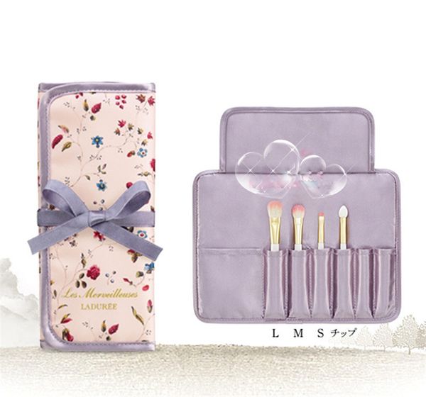 Dropshipping les Merveilleuses Laduree maquiagem 4 pcs pincel conjunto com bolsa de sombra de pó de pó presente de natal sobrancelha