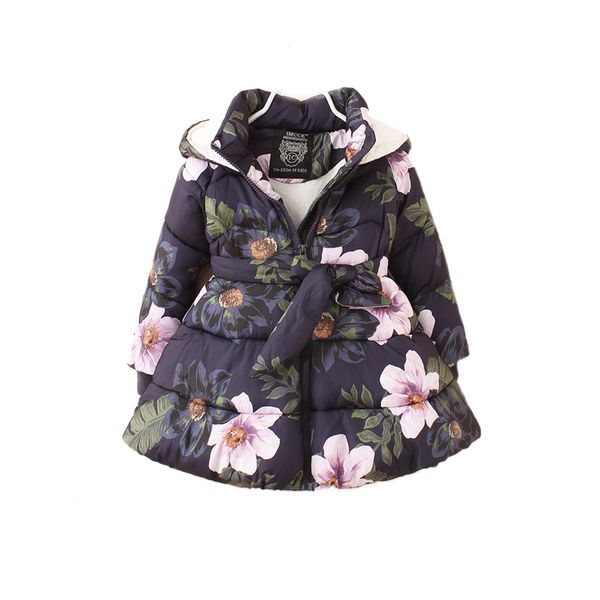 

thick baby girls parkas jacket coat floral pirnt winter warm parkas coat for 2-8yrs girls children kids hooded outerwear clothes, Blue;gray