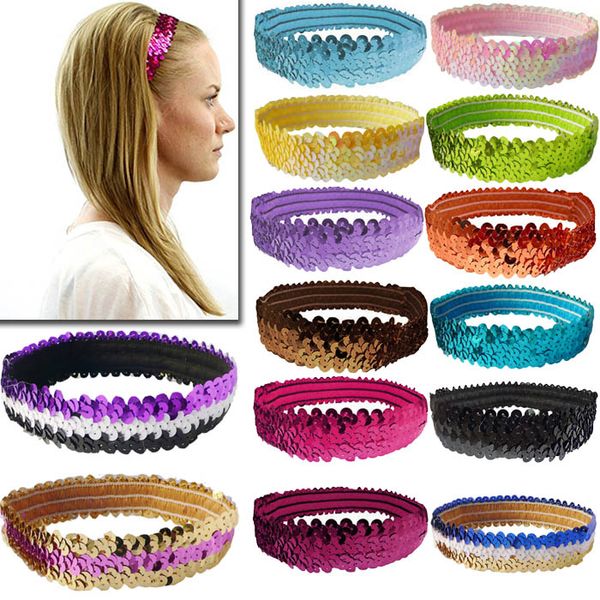 

2017 sequin stretch sports headbands 32 color, Silver