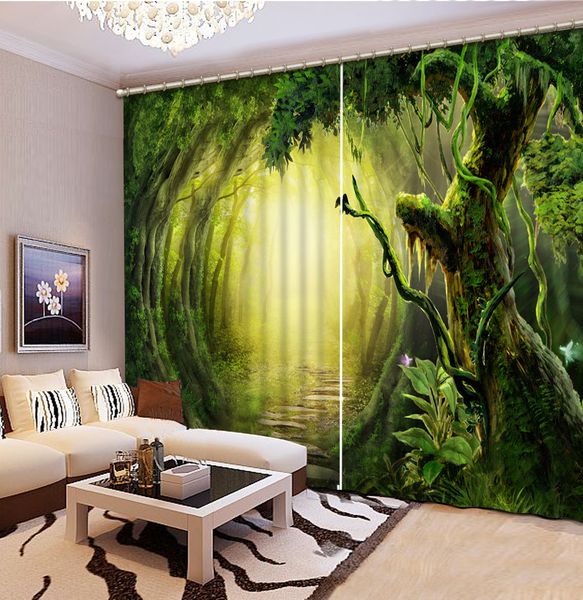 

costom green forest custom curtain fashion decor home decoration for bedroom