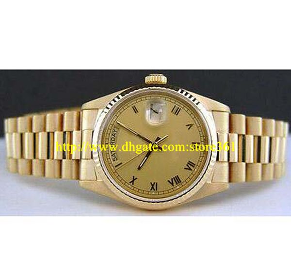 

store361 new arrive watches watch 36mm mens 18kt gold president champagne roman 18038, Slivery;brown