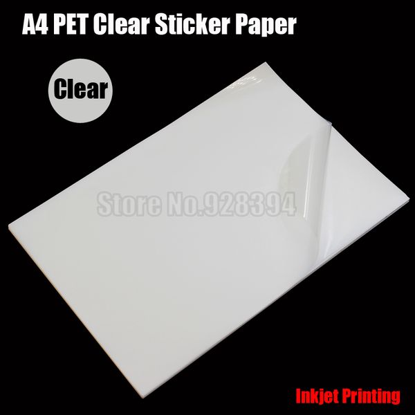 

wholesale- 2016 25pcs a4 clear transparent pet film adhesive paper sticker paper waterproof fit inkjet printer cip00